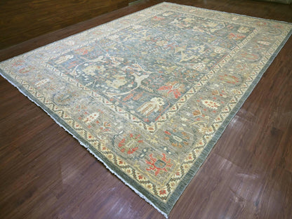 Grey 12'0" x 15'10" Oushak And Peshawar Hand knotted Wool Rug - Sku: O022136