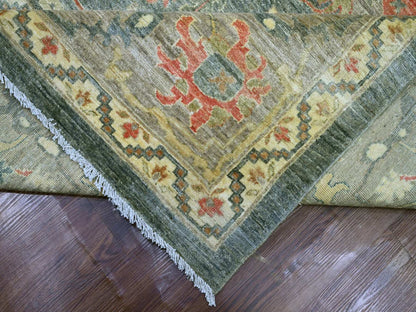 Peshawar Oushak hand-knotted wool rug in Gray, 12' x 15'10" — SKU O022136 (view 6)