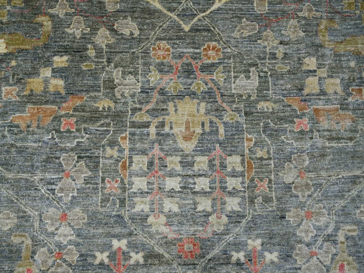 Peshawar Oushak hand-knotted wool rug in Gray, 12' x 15'10" — SKU O022136 (view 8)