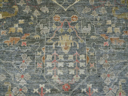 Peshawar Oushak hand-knotted wool rug in Gray, 12' x 15'10" — SKU O022136 (view 8)