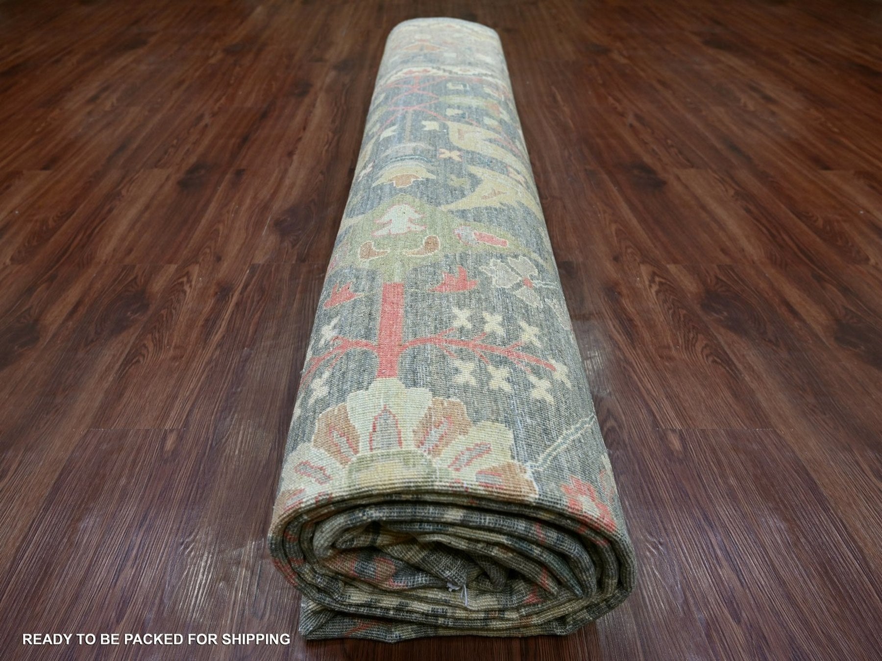 Peshawar Oushak hand-knotted wool rug in Gray, 12' x 15'10" — SKU O022136 (view 9)