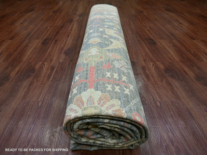 Peshawar Oushak hand-knotted wool rug in Gray, 12' x 15'10" — SKU O022136 (view 9)