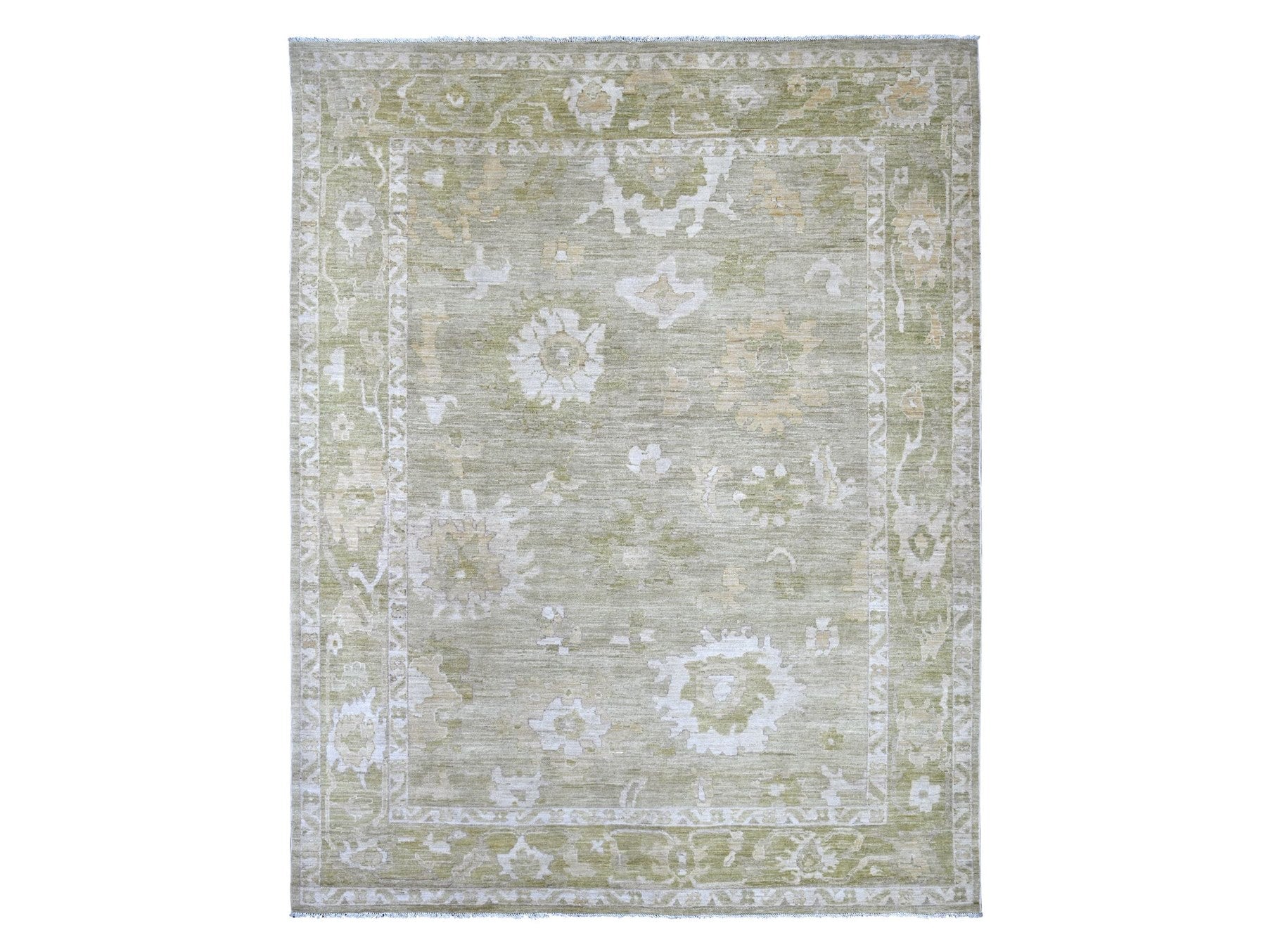 Green 7'10" x 9'11" Oushak And Peshawar Hand knotted Wool Rug - Sku: O022137