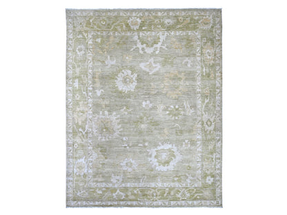Green 7'10" x 9'11" Oushak And Peshawar Hand knotted Wool Rug - Sku: O022137