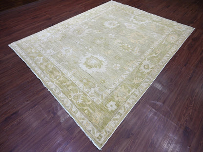 Green 7'10" x 9'11" Oushak And Peshawar Hand knotted Wool Rug - Sku: O022137
