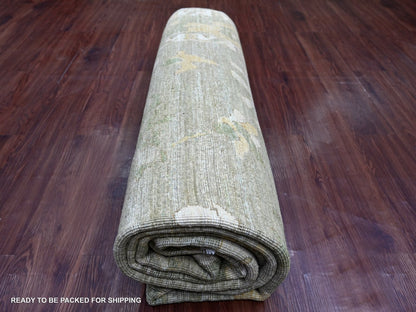 Green 7'10" x 9'11" Oushak And Peshawar Hand knotted Wool Rug - Sku: O022137