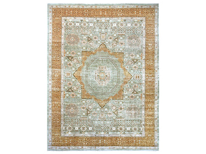Green 12'1" x 15'6" Mamluk Hand knotted Wool Rug - Sku: O022140