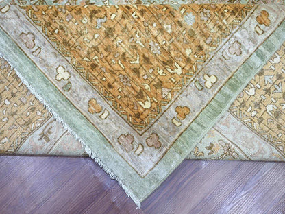 Green 12'1" x 15'6" Mamluk Hand knotted Wool Rug - Sku: O022140