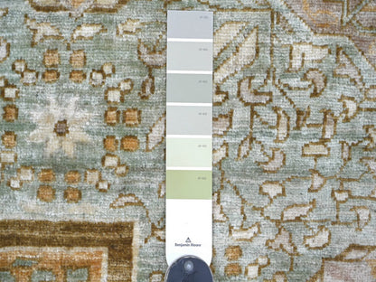 Green 12'1" x 15'6" Mamluk Hand knotted Wool Rug - Sku: O022140