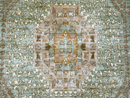 Green 12'1" x 15'6" Mamluk Hand knotted Wool Rug - Sku: O022140