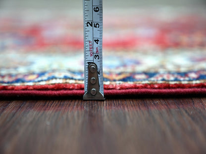 Kazak Tribal & Geometric hand-knotted wool runner in Red & Ivory, 2'7" x 12'11" — SKU O022141 (view 5)