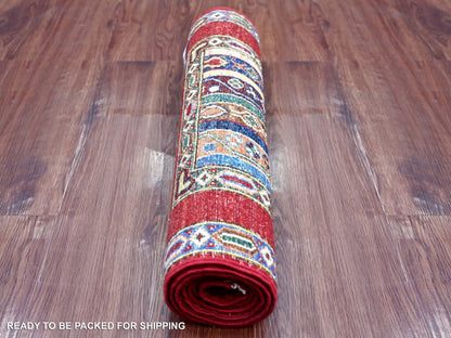 Kazak Tribal & Geometric hand-knotted wool runner in Multicolored & Colorful, 2' x 6'1" — SKU O022143 (view 4)