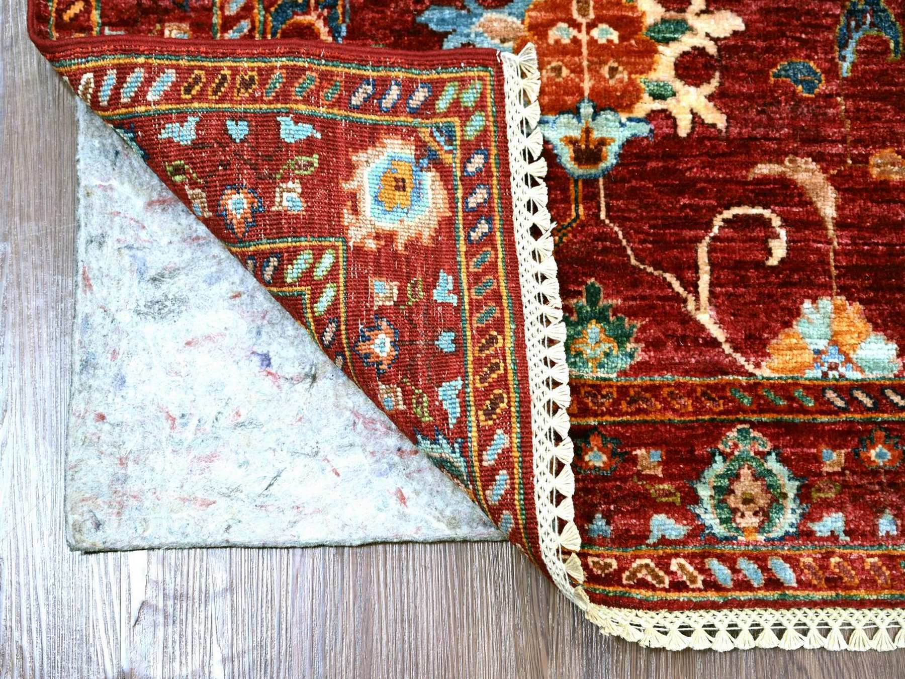Tribal & Geometric hand-knotted wool runner in Red & Rust Red, 2'8" x 8'4" — SKU O022145 (view 2)