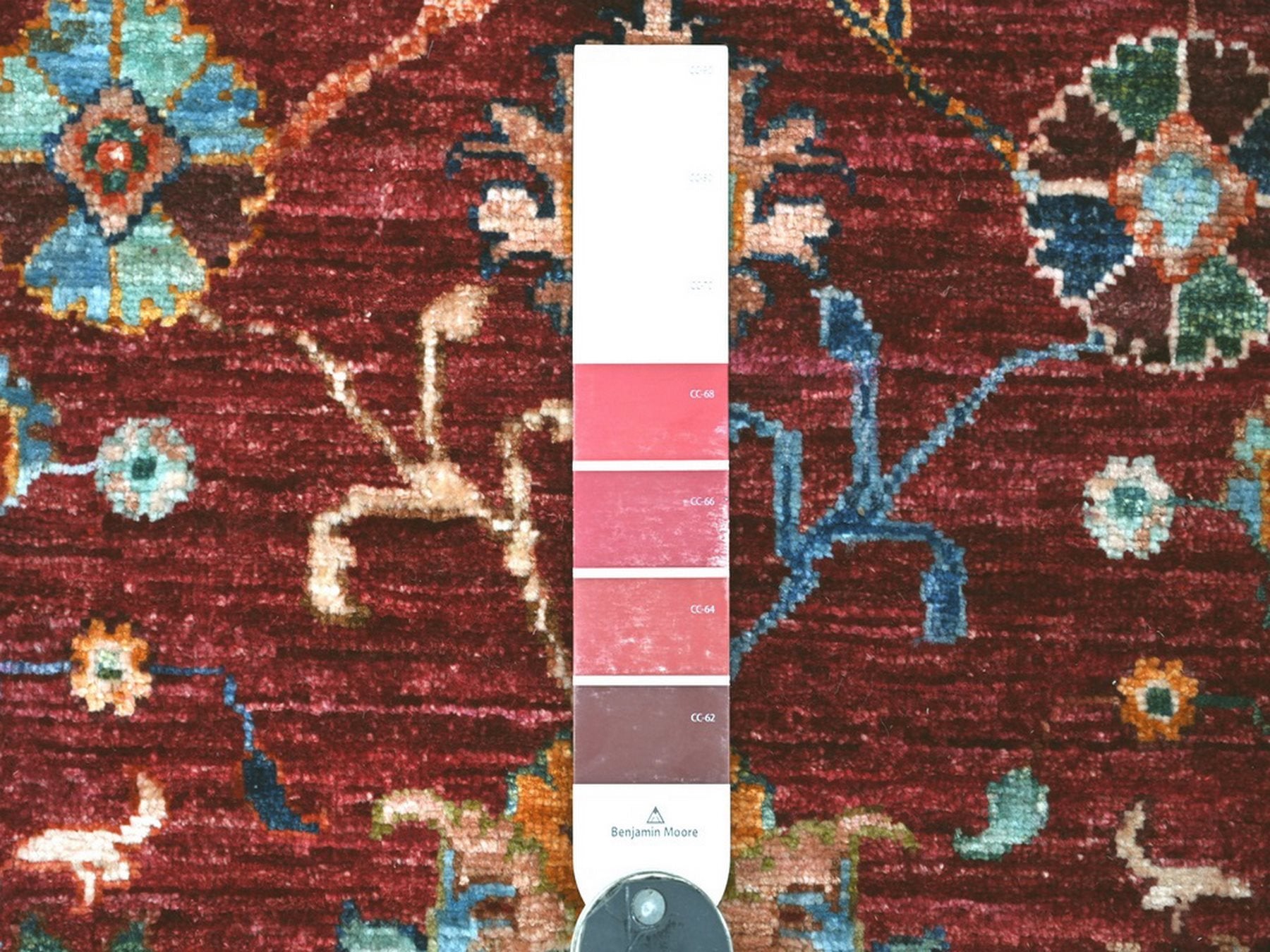Tribal & Geometric hand-knotted wool runner in Red & Rust Red, 2'8" x 8'4" — SKU O022145 (view 3)