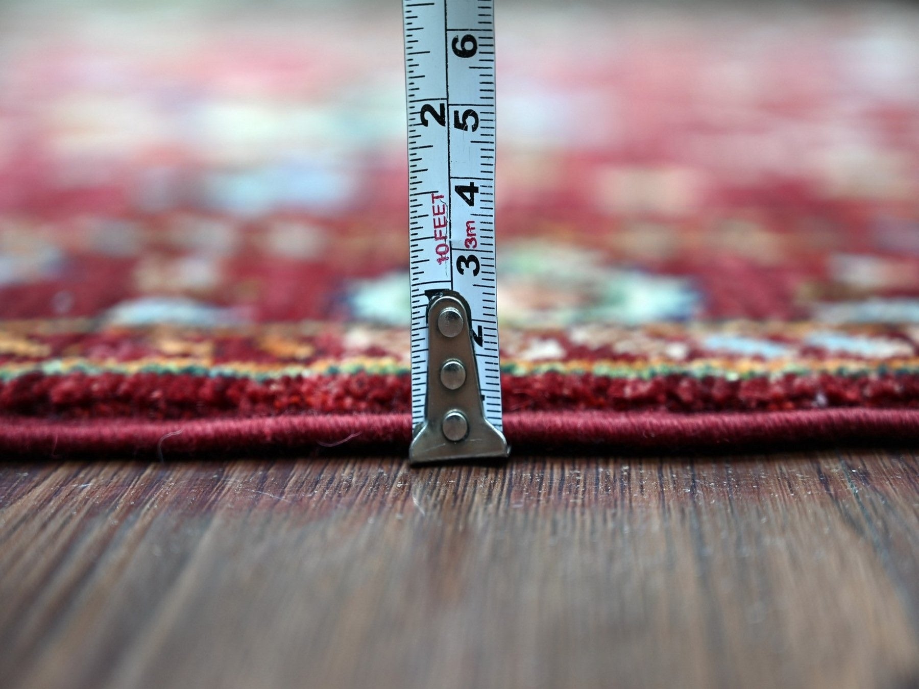 Tribal & Geometric hand-knotted wool runner in Red & Rust Red, 2'8" x 8'4" — SKU O022145 (view 5)