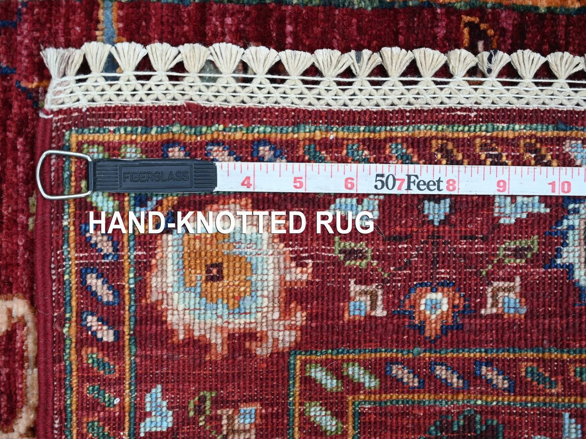 Tribal & Geometric hand-knotted wool runner in Red & Rust Red, 2'8" x 8'4" — SKU O022145 (view 6)