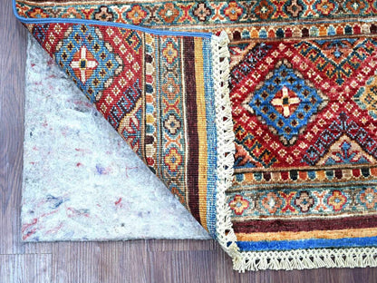 Kazak Tribal & Geometric hand-knotted wool rug in Multicolored, 2'9" x 4'1" — SKU O022146 (view 2)