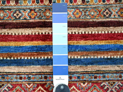 Multicolored 2'9" x 4'1" Tribal & Geometric Hand knotted Wool Rug - Sku: O022146