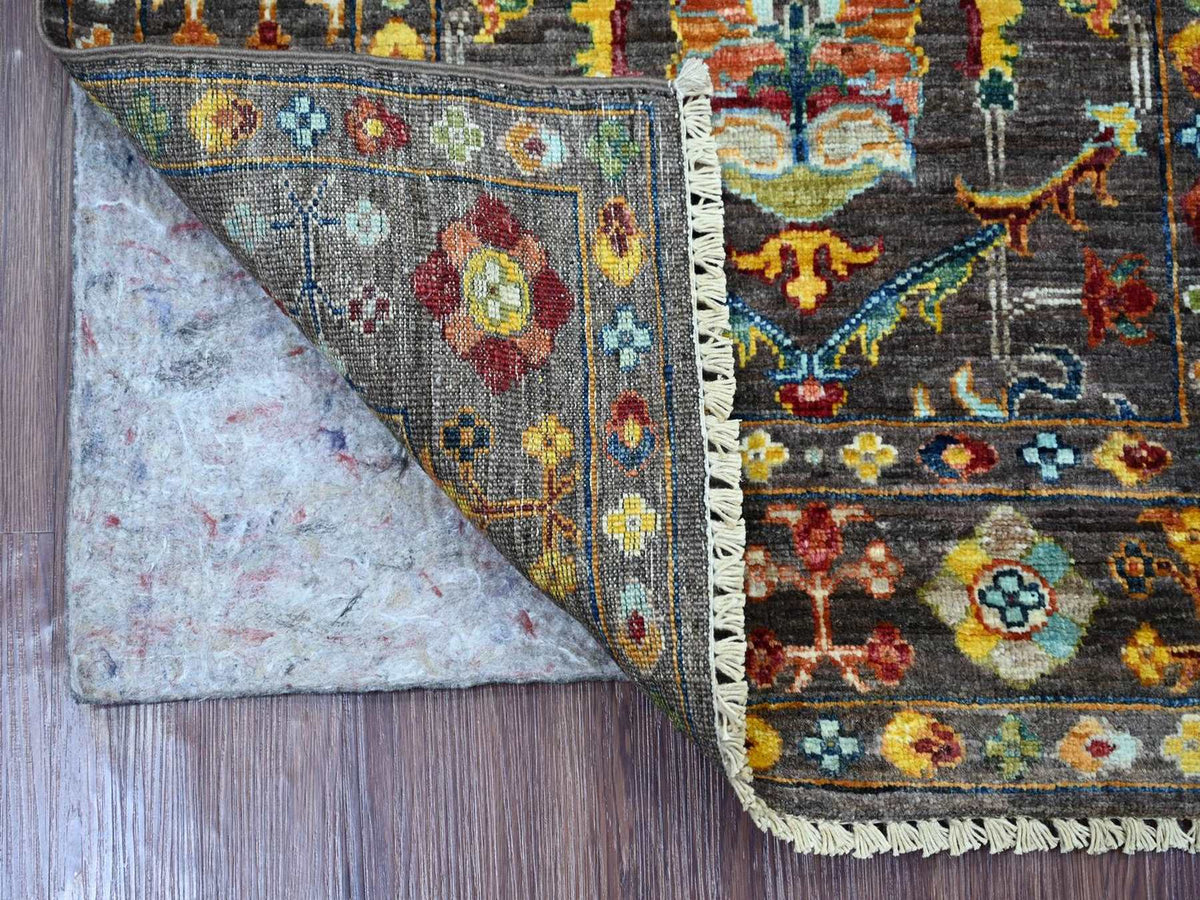 Tribal & Geometric hand-knotted wool rug in Green & Stone Gray, 2'8" x 4' — SKU O022147 (view 2)