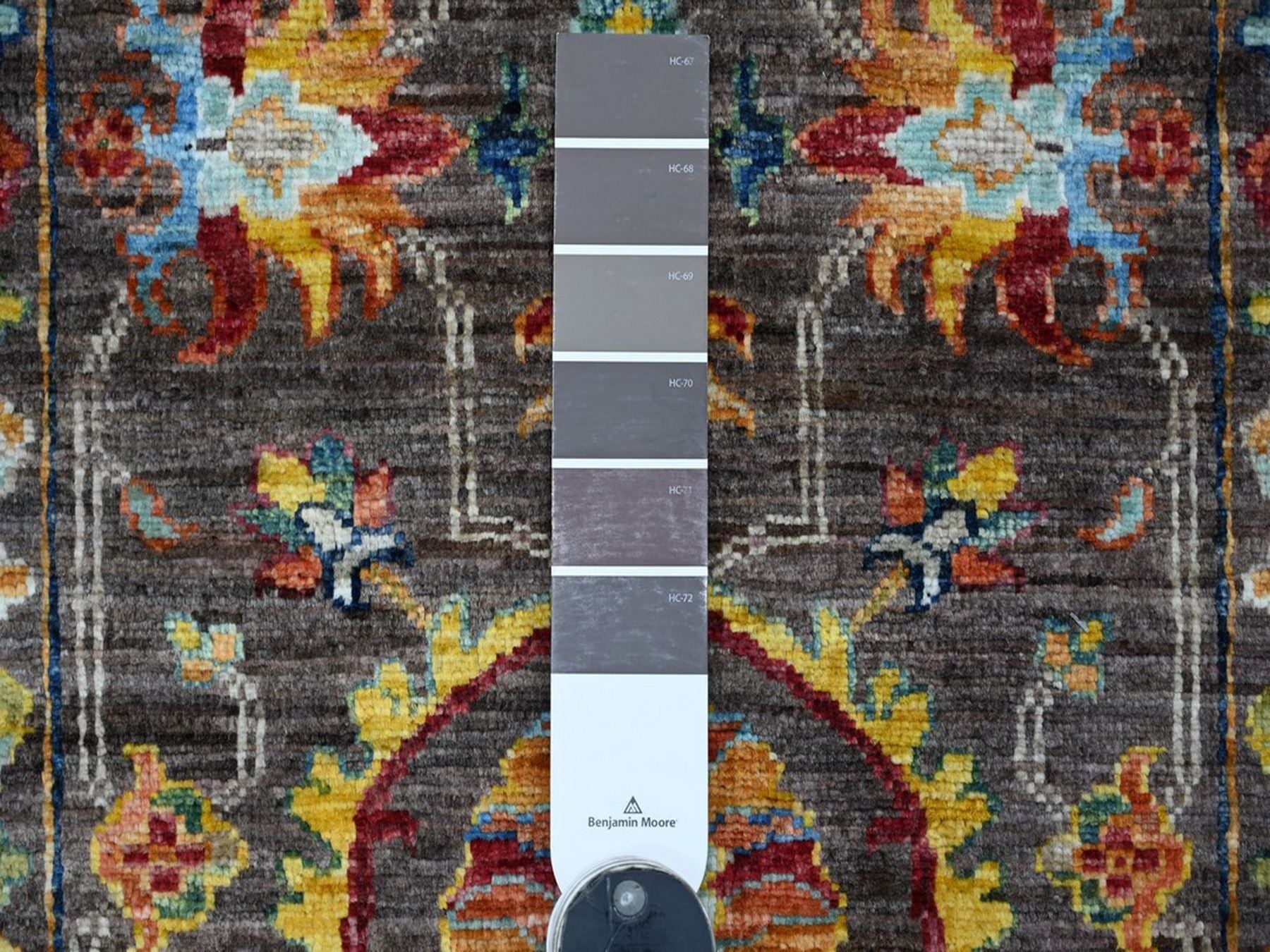 Tribal & Geometric hand-knotted wool rug in Green & Stone Gray, 2'8" x 4' — SKU O022147 (view 3)