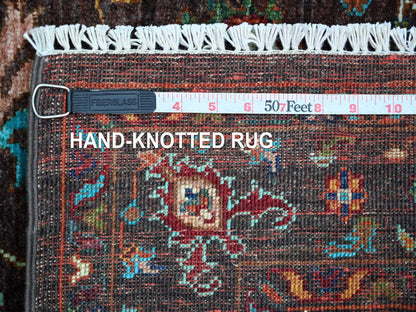 Brown 2'8" x 3'8" Tribal & Geometric Hand knotted Wool Rug - Sku: O022148