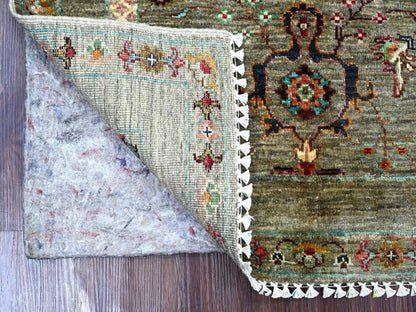 Tribal & Geometric hand-knotted wool rug in Gray & Stone Gray, 2'9" x 3'10" — SKU O022149 (view 2)