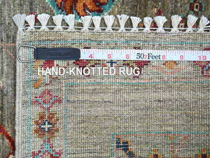 Tribal & Geometric hand-knotted wool rug in Gray & Stone Gray, 2'9" x 3'10" — SKU O022149 (view 6)