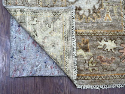 Brown 2'8" x 17'2" Oushak And Peshawar Hand knotted Wool Rug - Sku: O022153