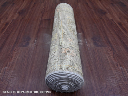 Brown 2'8" x 17'2" Oushak And Peshawar Hand knotted Wool Rug - Sku: O022153