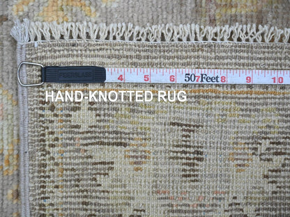 Brown 2'8" x 17'2" Oushak And Peshawar Hand knotted Wool Rug - Sku: O022153