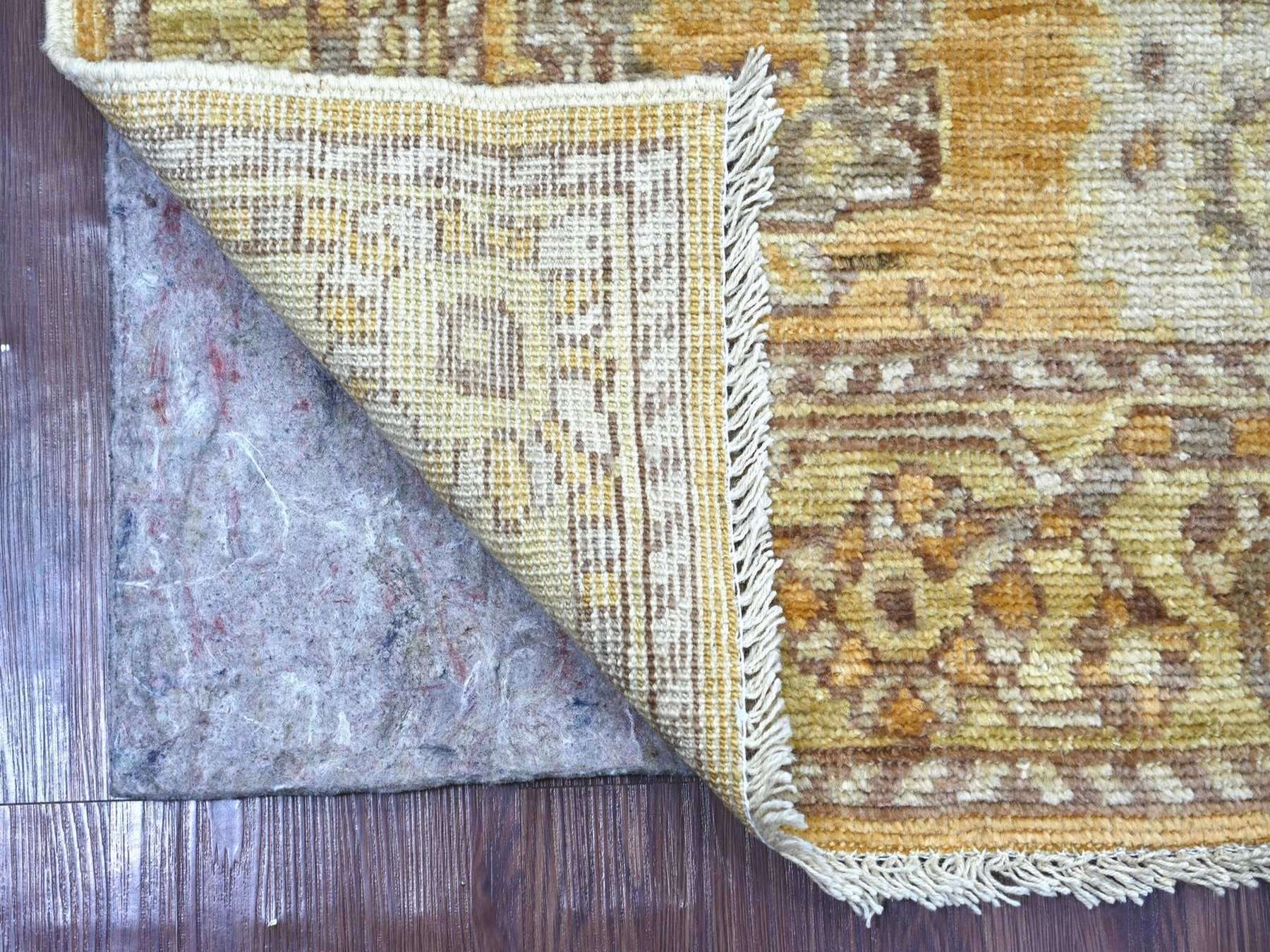 Brown 2'9" x 7'10" Oushak And Peshawar Hand knotted Wool Rug - Sku: O022154