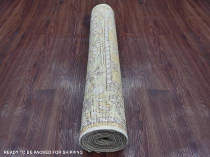Brown 2'9" x 7'10" Oushak And Peshawar Hand knotted Wool Rug - Sku: O022154