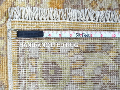 Brown 2'9" x 7'10" Oushak And Peshawar Hand knotted Wool Rug - Sku: O022154