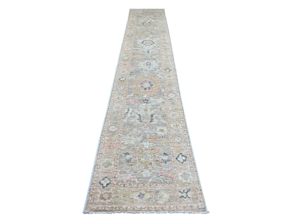 Oushak Oushak hand-knotted wool runner in Gray & Brown, 2'8" x 15'3" — SKU O022155