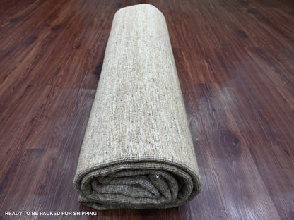 Brown 8'11" x 12'1" Modern and Contemporary Hand knotted Wool Rug - Sku: O022159
