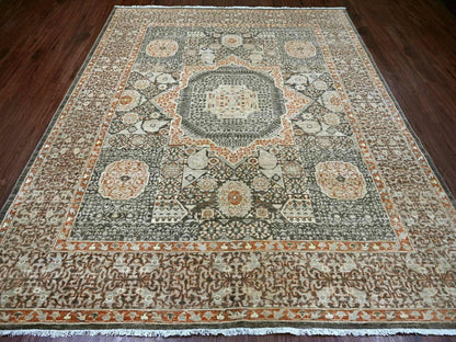 Brown 8'3" x 9'9" Mamluk Hand knotted Wool Rug - Sku: O022165