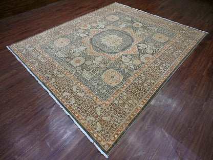 Brown 8'3" x 9'9" Mamluk Hand knotted Wool Rug - Sku: O022165