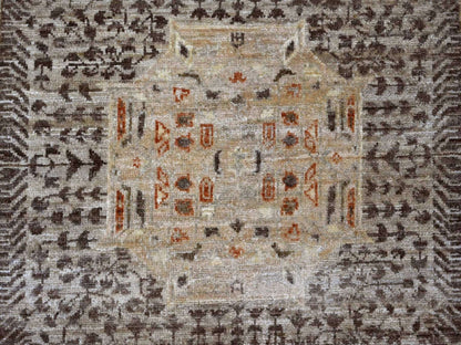 Brown 8'3" x 9'9" Mamluk Hand knotted Wool Rug - Sku: O022165