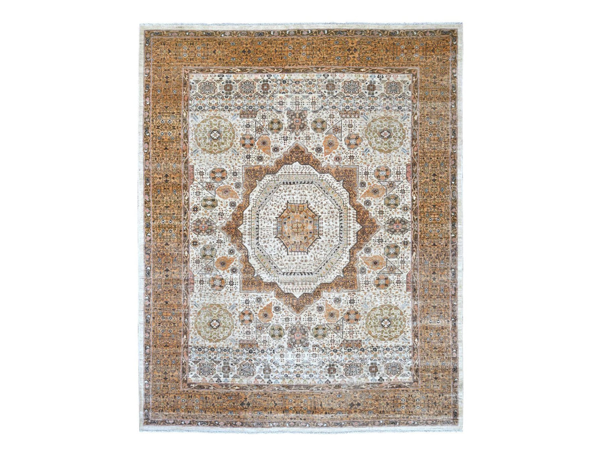 Mamluk Mamluk hand-knotted wool rug in Ivory & Brown, 8'1" x 10' — SKU O022166