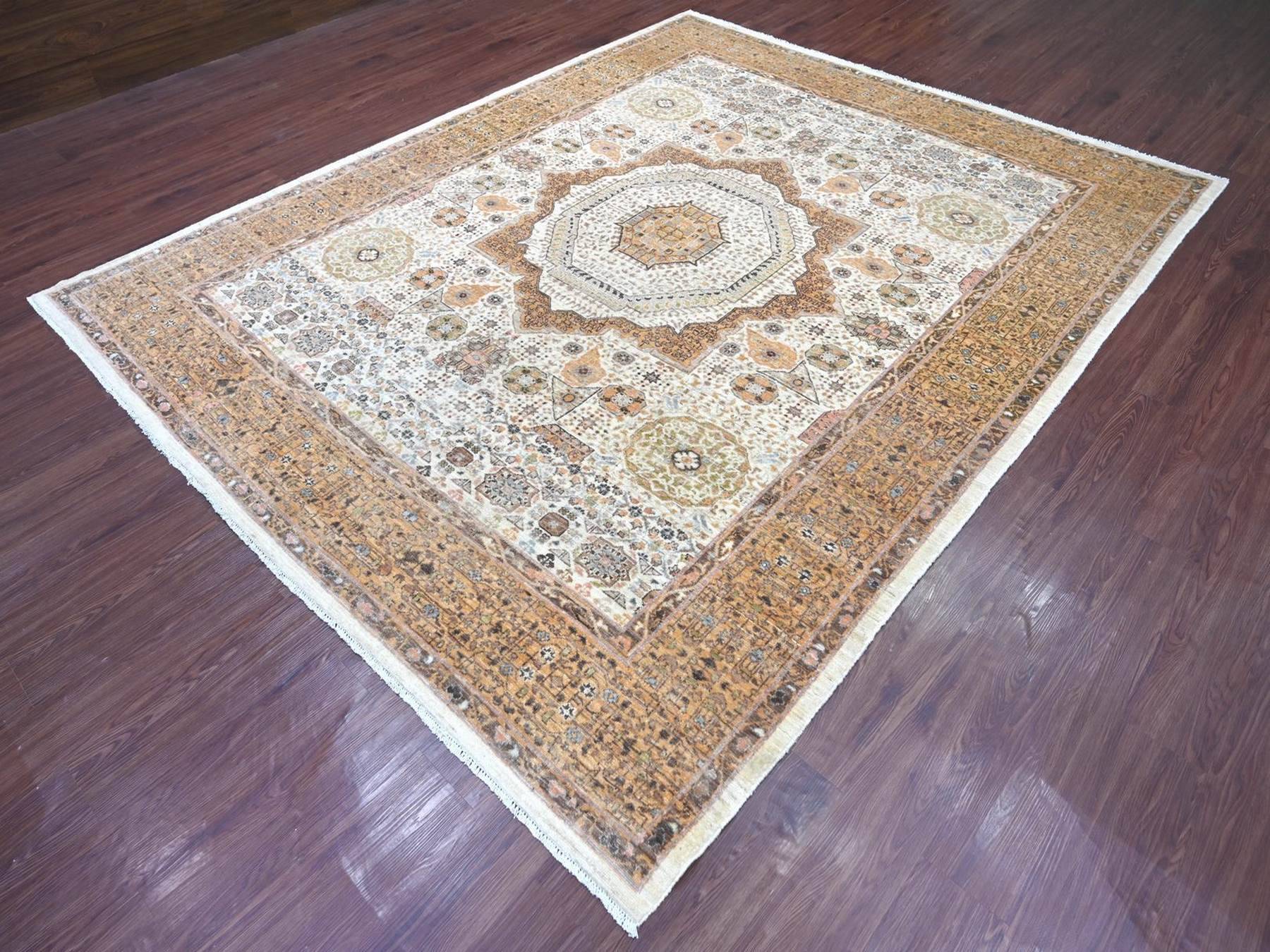 Mamluk Mamluk hand-knotted wool rug in Ivory & Brown, 8'1" x 10' — SKU O022166 (view 3)