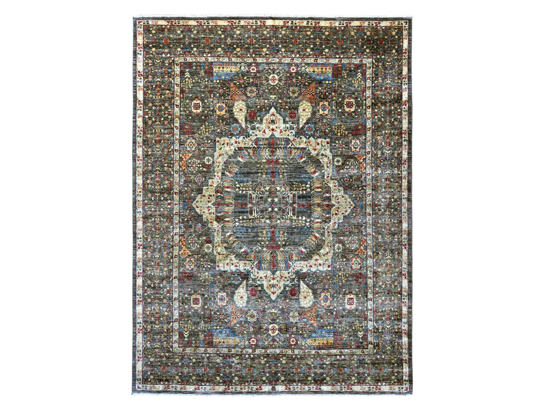 Mamluk Mamluk hand-knotted wool rug in Gray, 8'9" x 11'10" — SKU O022167