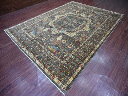 Grey 8'9" x 11'10" Mamluk Hand knotted Wool Rug - Sku: O022167
