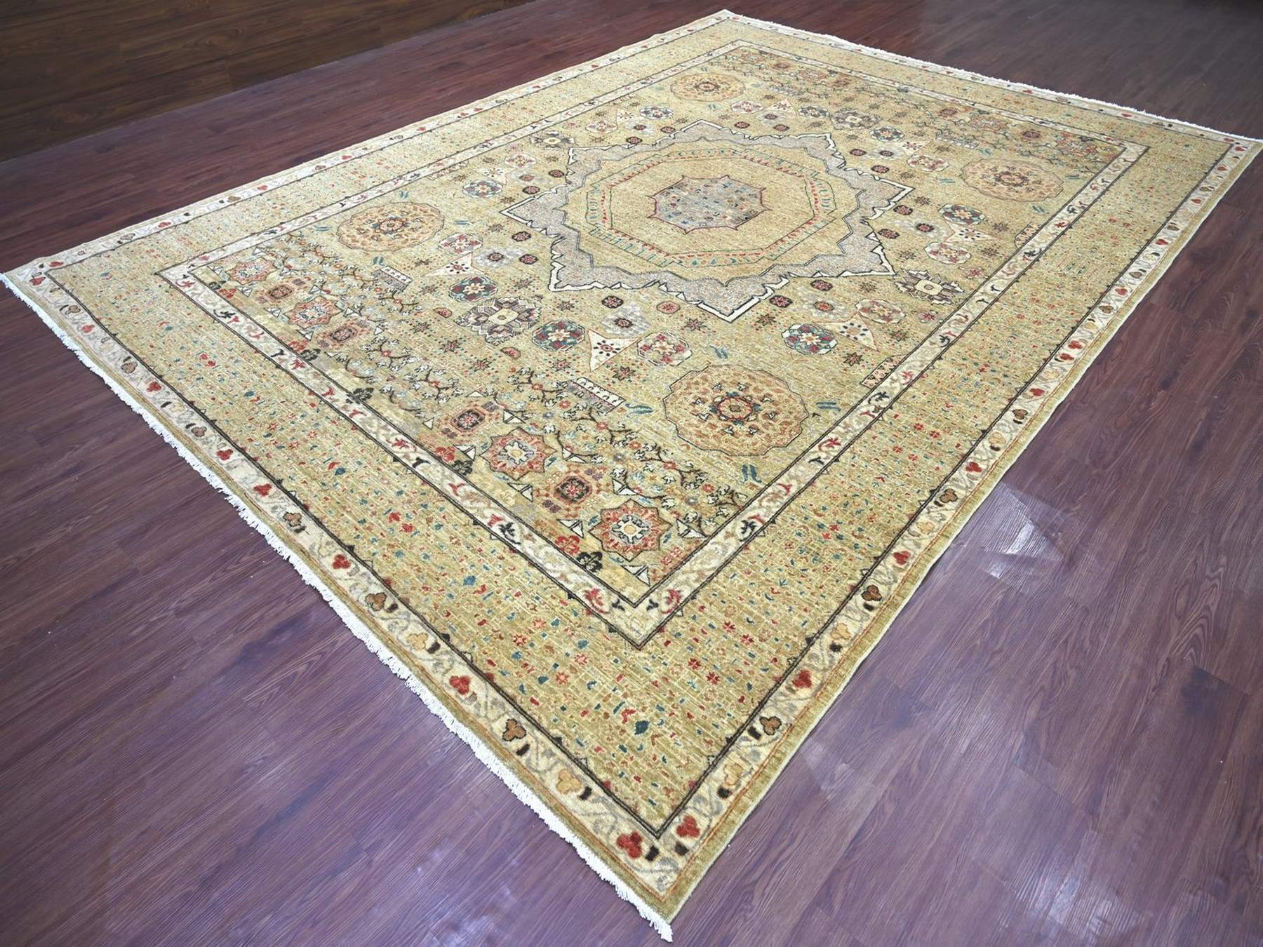 Mamluk Mamluk hand-knotted wool rug in Green, 9'11" x 13'5" — SKU O022168 (view 3)