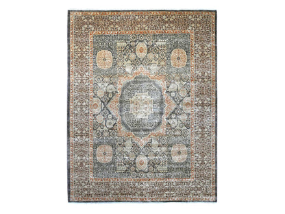 Brown 9'4" x 11'9" Mamluk Hand knotted Wool Rug - Sku: O022169