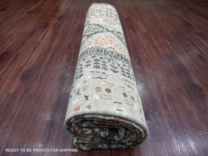 Brown 9'4" x 11'9" Mamluk Hand knotted Wool Rug - Sku: O022169
