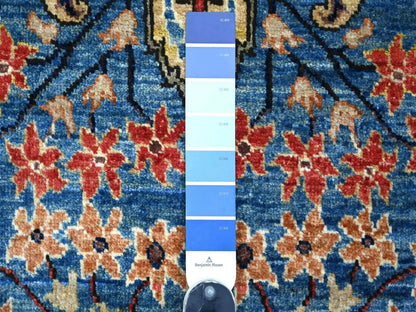 Blue 2'7" x 7'11" Tribal & Geometric Hand knotted Wool Rug - Sku: O022172