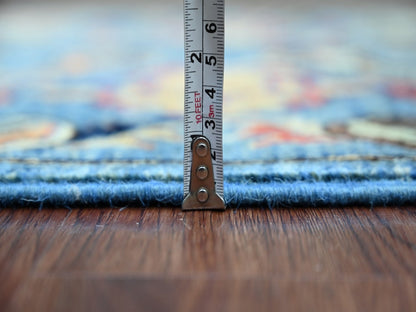 Tribal & Geometric hand-knotted wool runner in Blue, 2'7" x 7'11" — SKU O022172 (view 5)