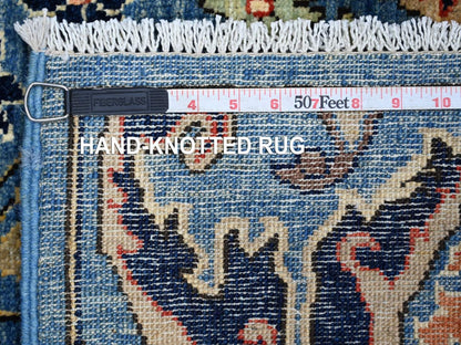 Blue 2'7" x 7'11" Tribal & Geometric Hand knotted Wool Rug - Sku: O022172