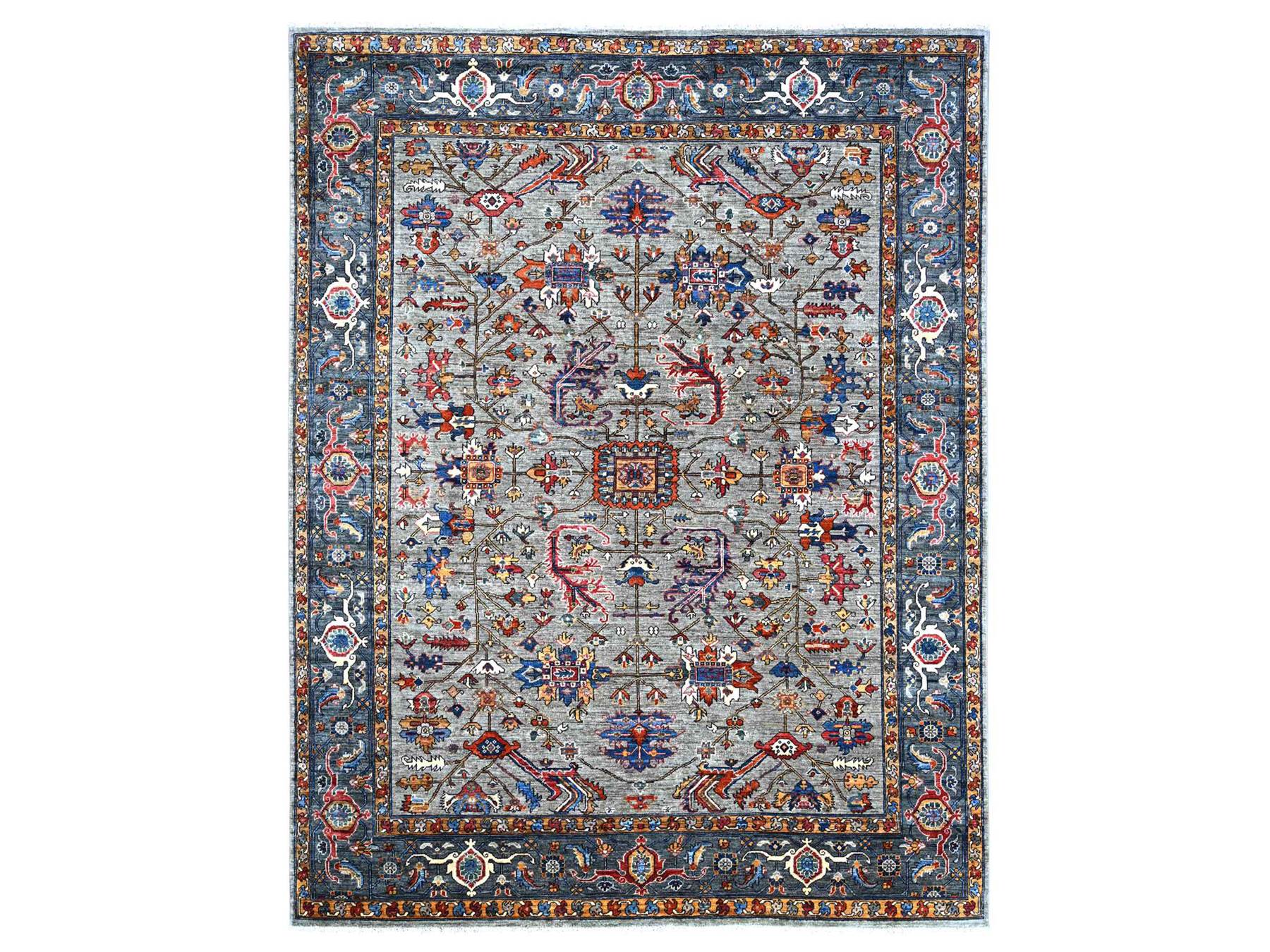 Grey 8'1" x 10'3" Tribal & Geometric Hand knotted Wool Rug - Sku: O022173