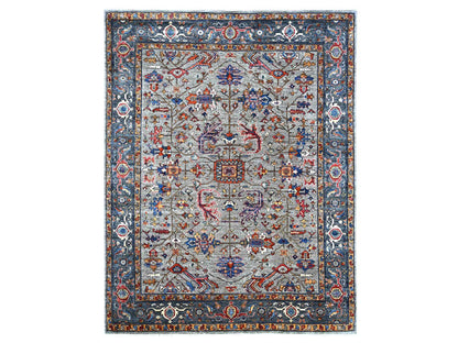 Grey 8'1" x 10'3" Tribal & Geometric Hand knotted Wool Rug - Sku: O022173